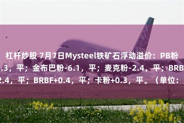 杠杆炒股 7月7日Mysteel铁矿石浮动溢价：PB粉+0.8，平；纽曼粉-2.3，平；金布巴粉-6.1，平；麦克粉-2.4，平；BRBF+0.4，平；卡粉+0.3，平。（单位：美元/干吨）