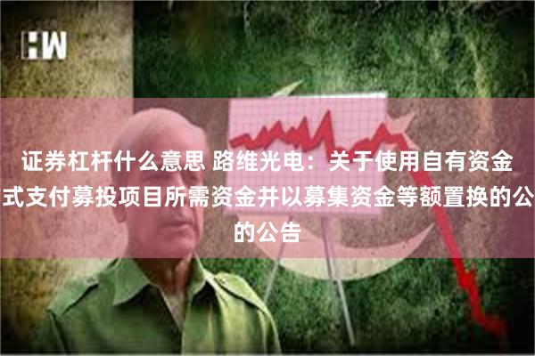 证券杠杆什么意思 路维光电：关于使用自有资金方式支付募投项目所需资金并以募集资金等额置换的公告