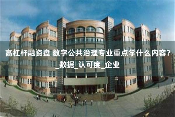 高杠杆融资盘 数字公共治理专业重点学什么内容？_数据_认可度_企业