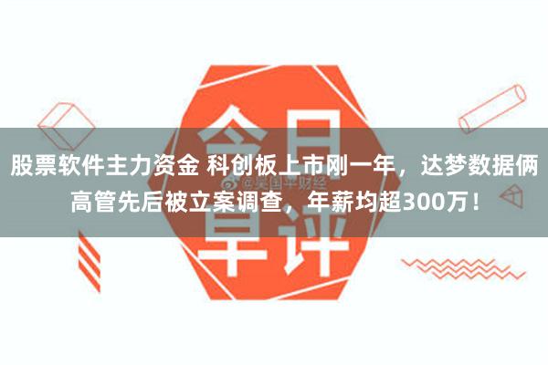 股票软件主力资金 科创板上市刚一年，达梦数据俩高管先后被立案调查，年薪均超300万！