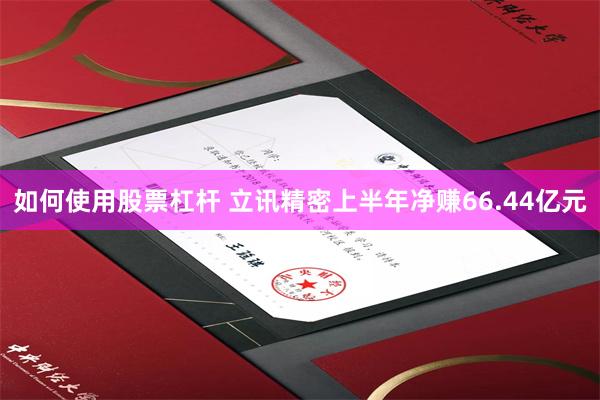 如何使用股票杠杆 立讯精密上半年净赚66.44亿元